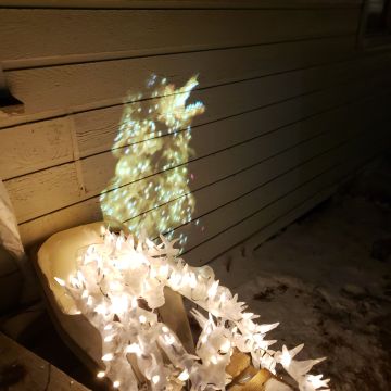 A projected video of the Creature accompanies Margaret Craig's installation at Light Up! in Skagaströnd, Iceland.